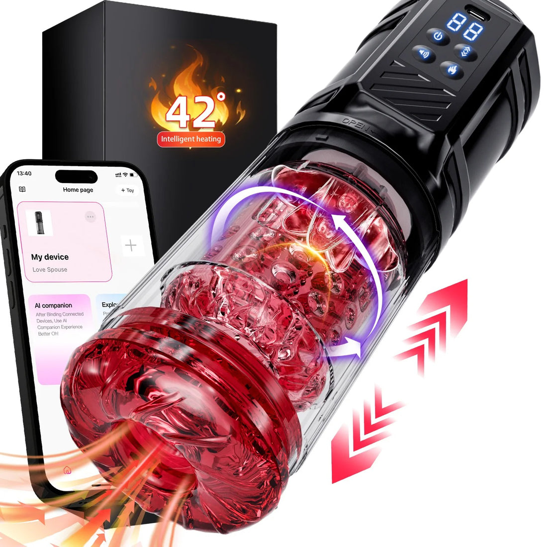 ProStream™ App-Controlled Automatic Telescopic &amp; Rotating Thermal Stroker