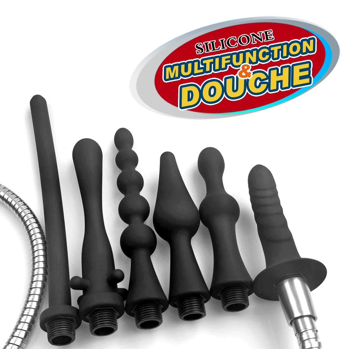 AquaStream™ Silicone Shower Enema Attachment &amp; Cleansing Wand Set