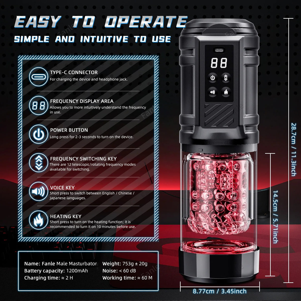 ProStream™ App-Controlled Automatic Telescopic &amp; Rotating Thermal Stroker