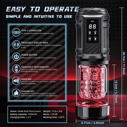 ProStream™ App-Controlled Automatic Telescopic &amp; Rotating Thermal Stroker